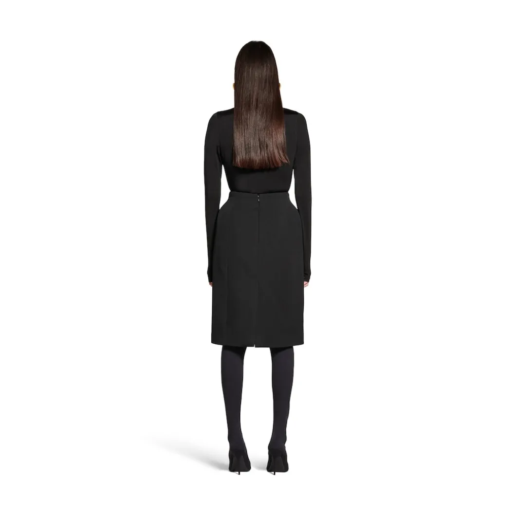 Women's Hourglass Midi Skirt in Black