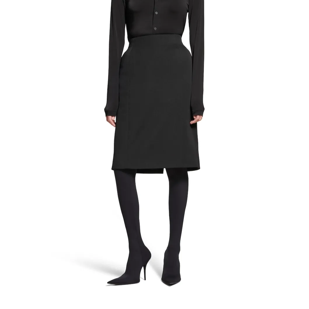 Women's Hourglass Midi Skirt in Black