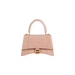 Women's Hourglass Small Handbag Crocodile Embossed in Nude
