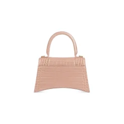 Women's Hourglass Small Handbag Crocodile Embossed in Nude