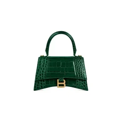 Women's Hourglass Small Handbag Crocodile Embossed in Forest Green