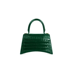 Women's Hourglass Small Handbag Crocodile Embossed in Forest Green
