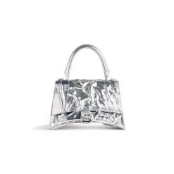 Women's Hourglass Small Handbag Crushed Effect  in Silver