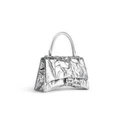 Women's Hourglass Small Handbag Crushed Effect  in Silver