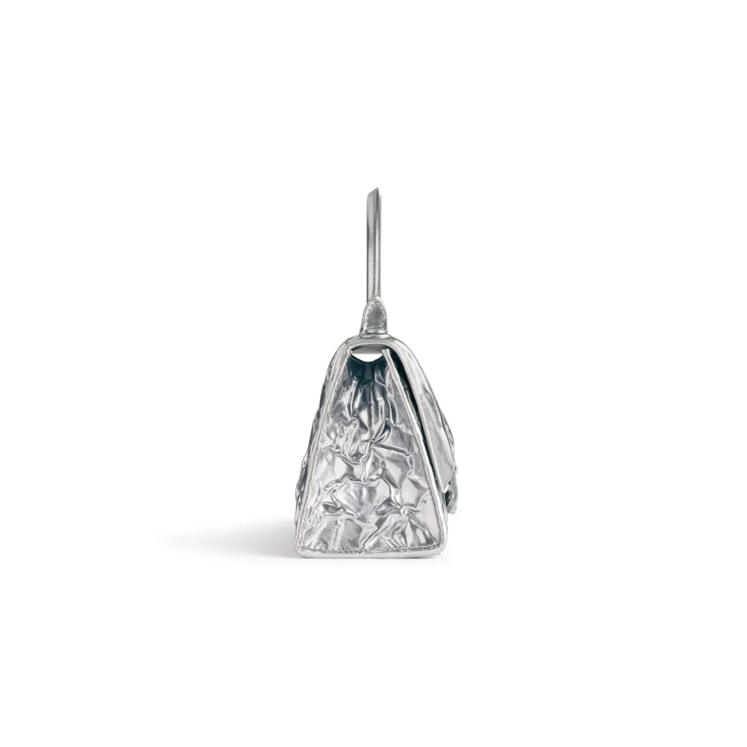 Women's Hourglass Small Handbag Crushed Effect in Silver