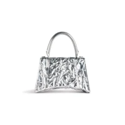 Women's Hourglass Small Handbag Crushed Effect in Silver