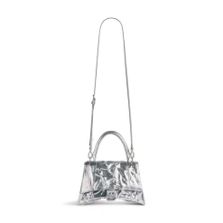 Women's Hourglass Small Handbag Crushed Effect in Silver
