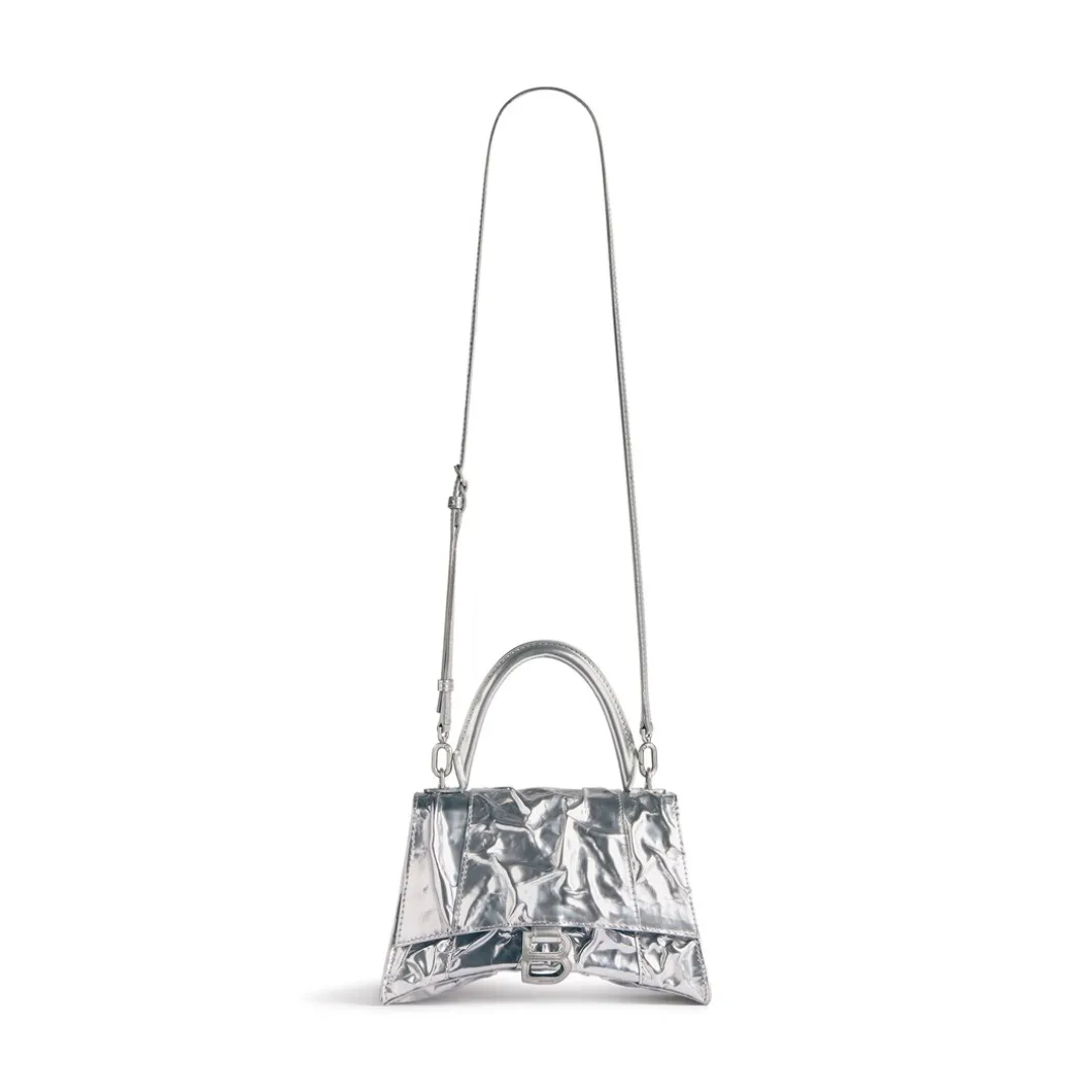 Women's Hourglass Small Handbag Crushed Effect in Silver