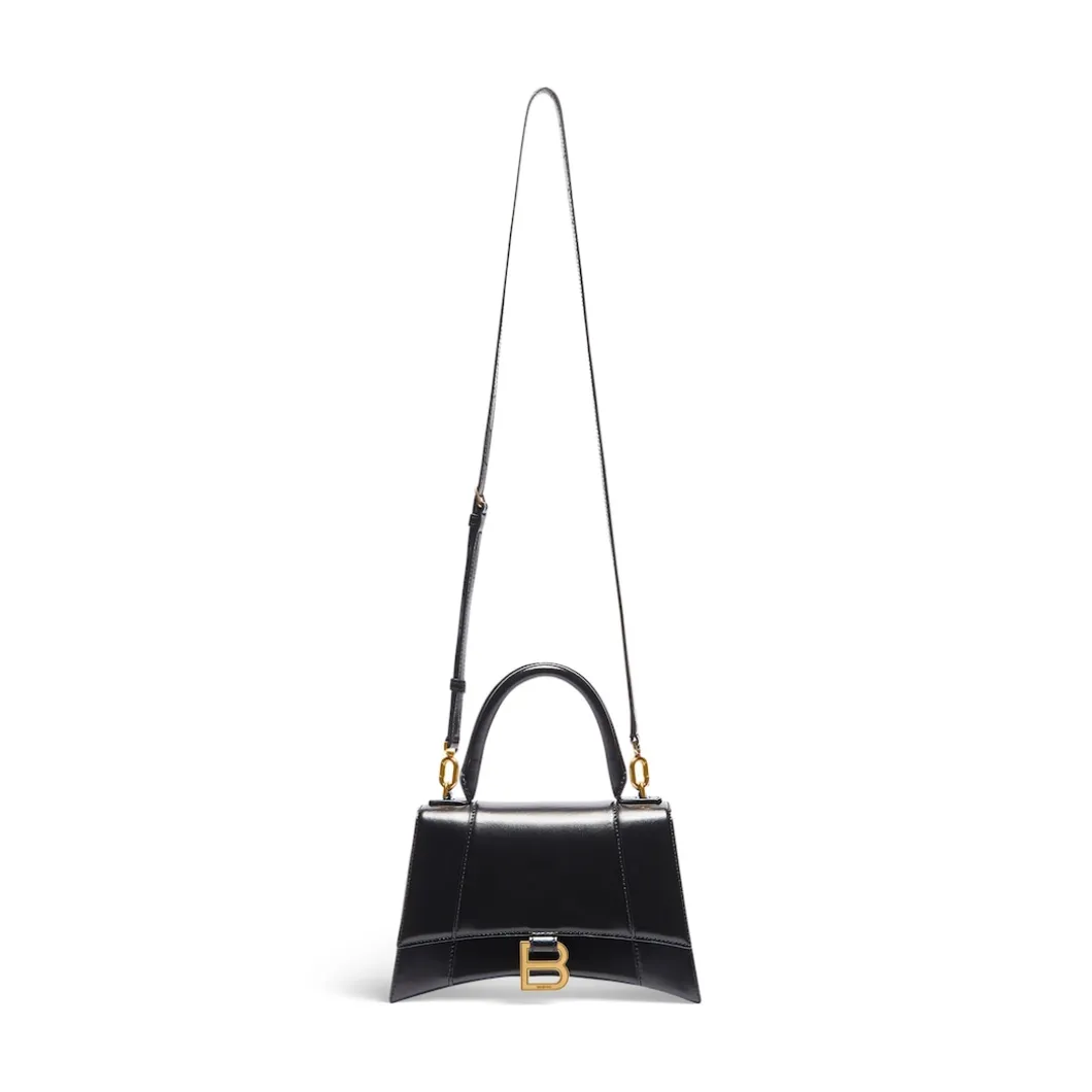 Women's Hourglass Small Handbag Box in Black