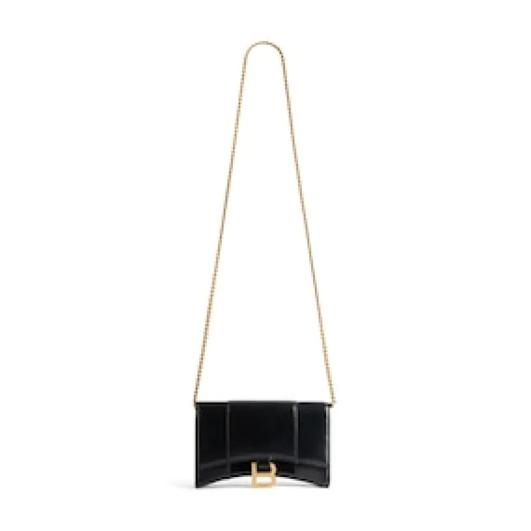 Women's Hourglass Small Handbag Box in Black