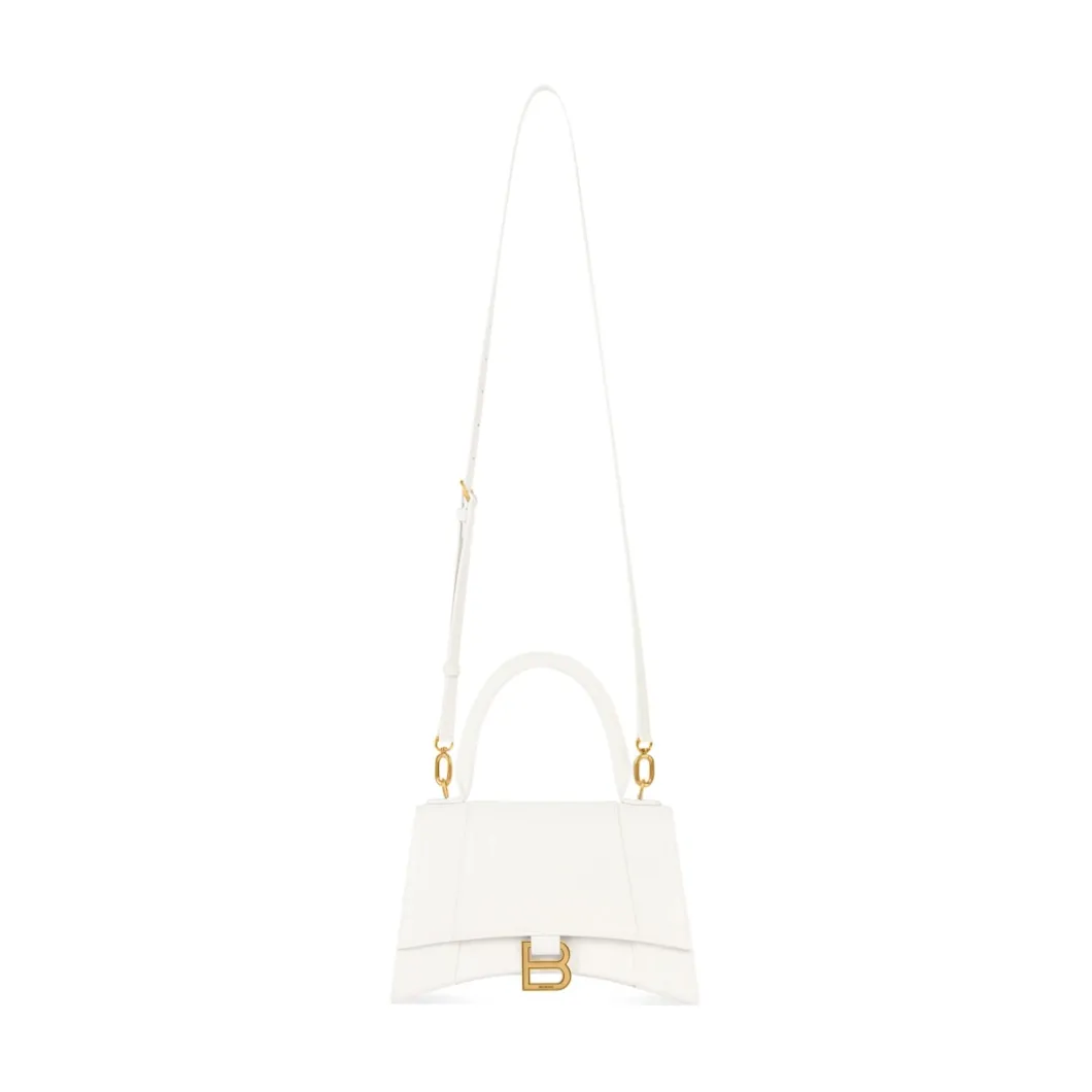 Women's Hourglass Small Handbag Crocodile Embossed in White