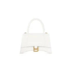 Women's Hourglass Small Handbag Crocodile Embossed in White