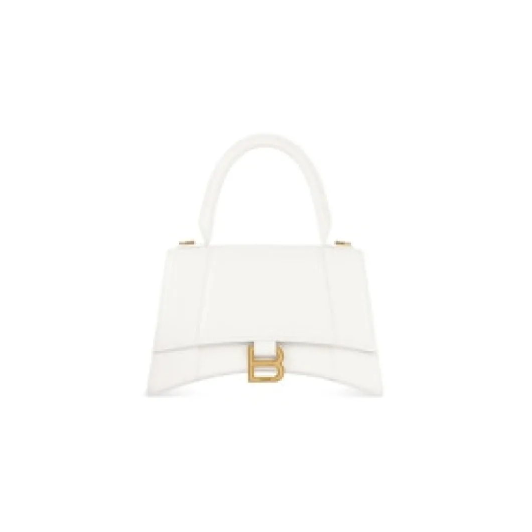 Women's Hourglass Small Handbag Crocodile Embossed in White