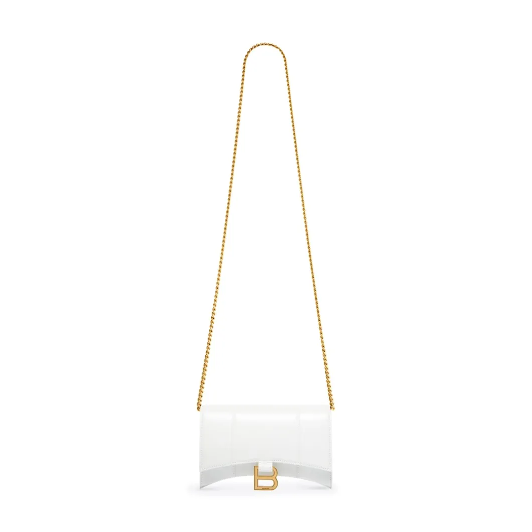Women's Hourglass Wallet On Chain Box in White