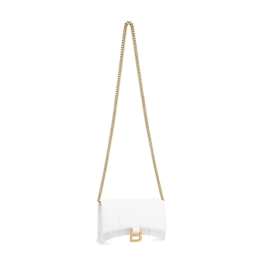 Women's Hourglass Wallet On Chain Box in White