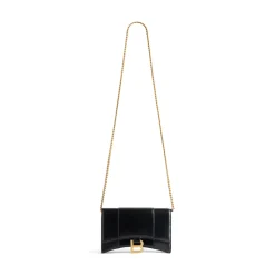 Women's Hourglass Wallet On Chain Box in Black