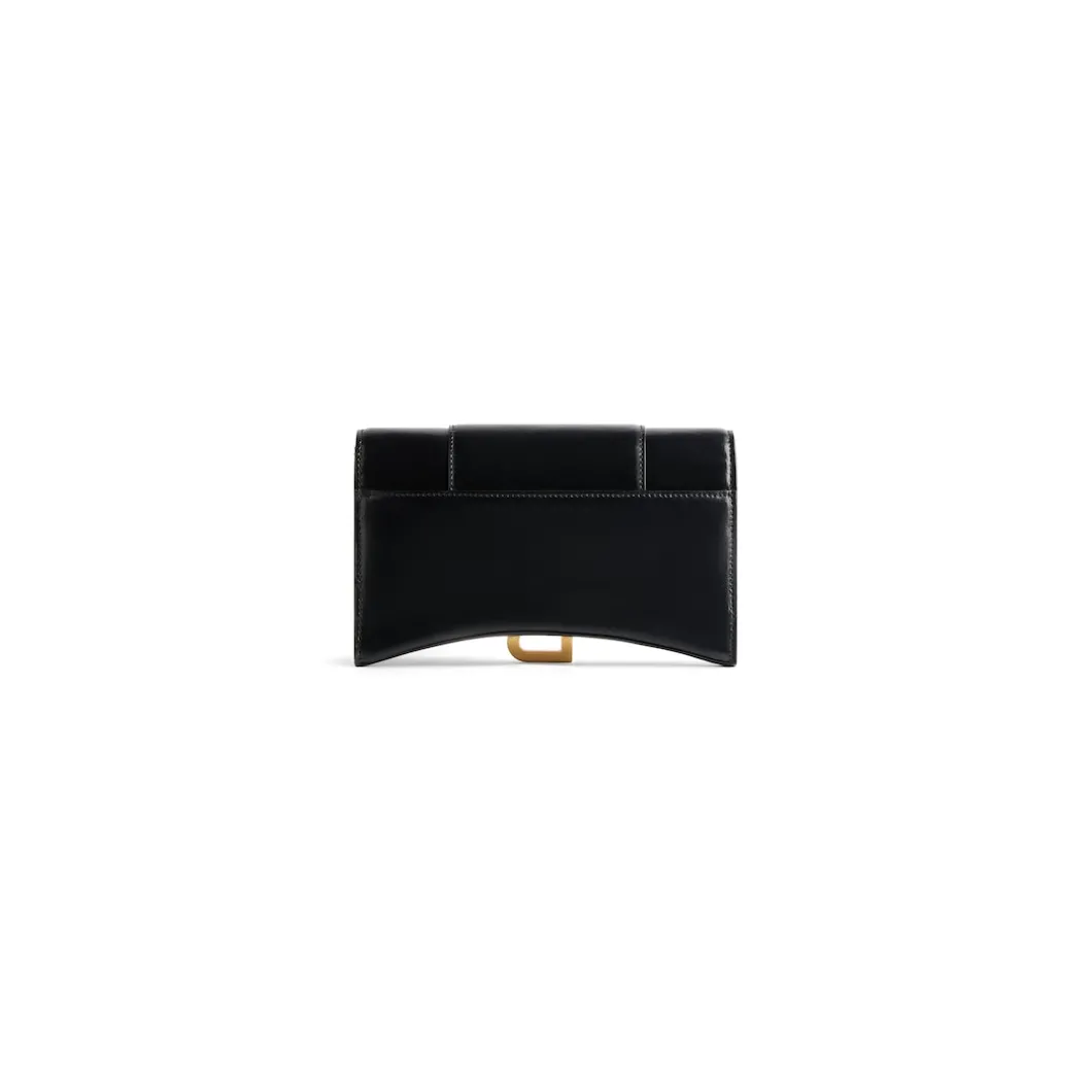 Women's Hourglass Wallet On Chain Box in Black