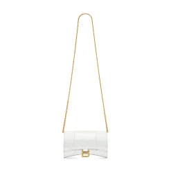 Women's Hourglass Wallet On Chain Crocodile Embossed in White