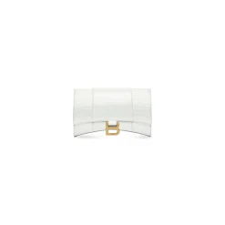 Women's Hourglass Wallet On Chain Crocodile Embossed in White