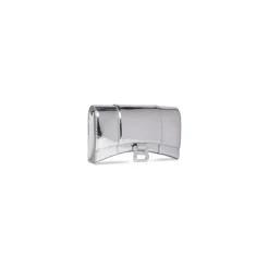 Women's Hourglass Wallet On Chain Mirror Effect in Silver