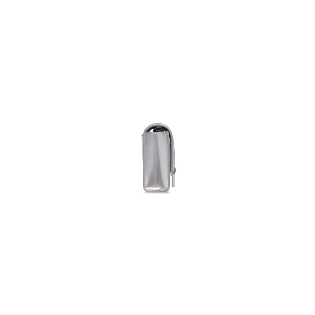 Women's Hourglass Wallet On Chain Mirror Effect in Silver