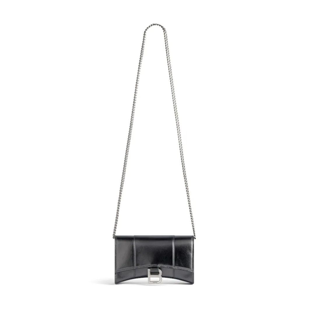 Women's Hourglass Wallet On Chain Metallized in Grey