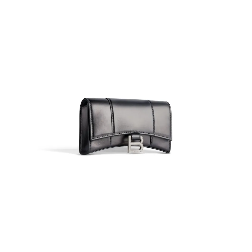 Women's Hourglass Wallet On Chain Metallized in Grey