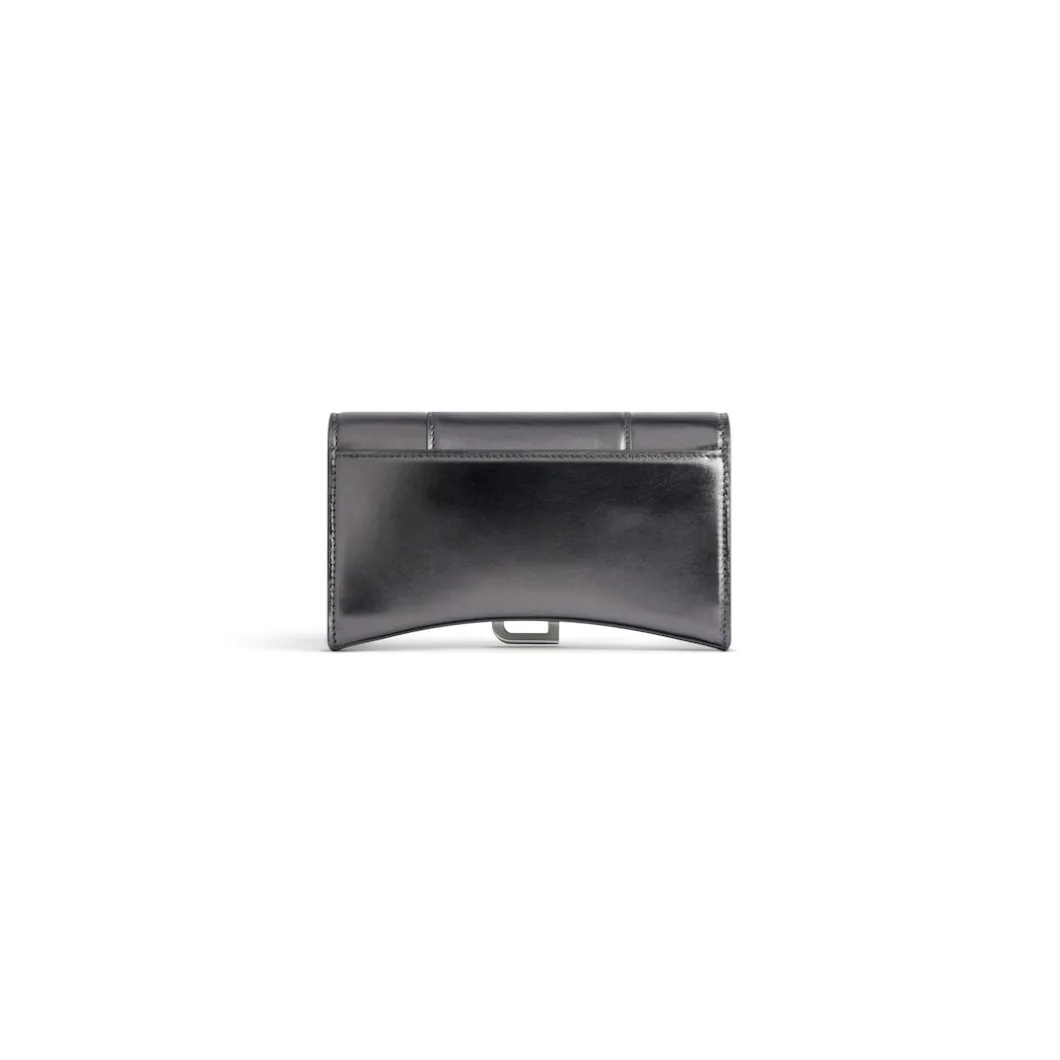 Women's Hourglass Wallet On Chain Metallized in Grey