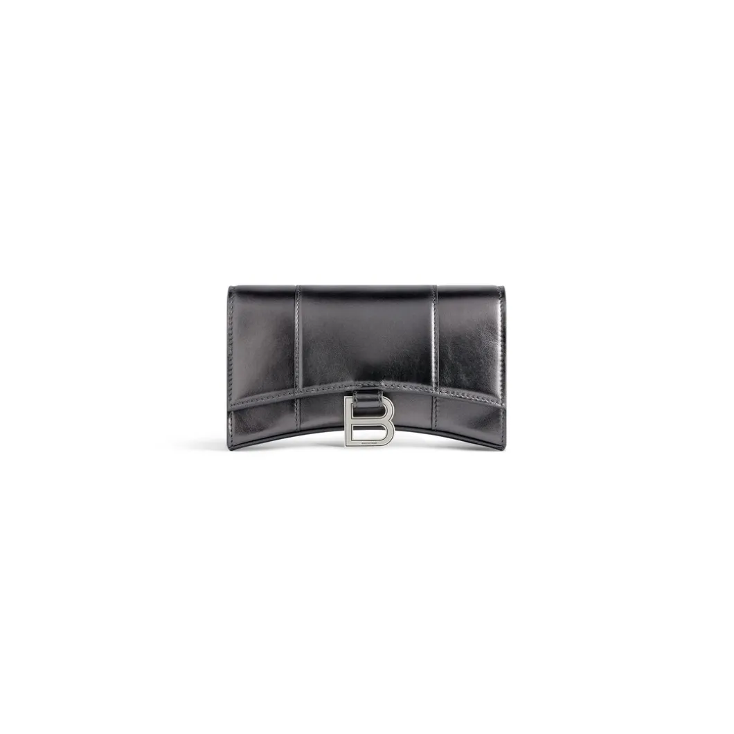 Women's Hourglass Wallet On Chain Metallized in Grey