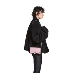 Women's Hourglass Wallet On Chain Crocodile Embossed  in Pink