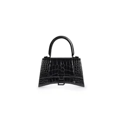 Women's Hourglass Xs Handbag Crocodile Embossed in Black