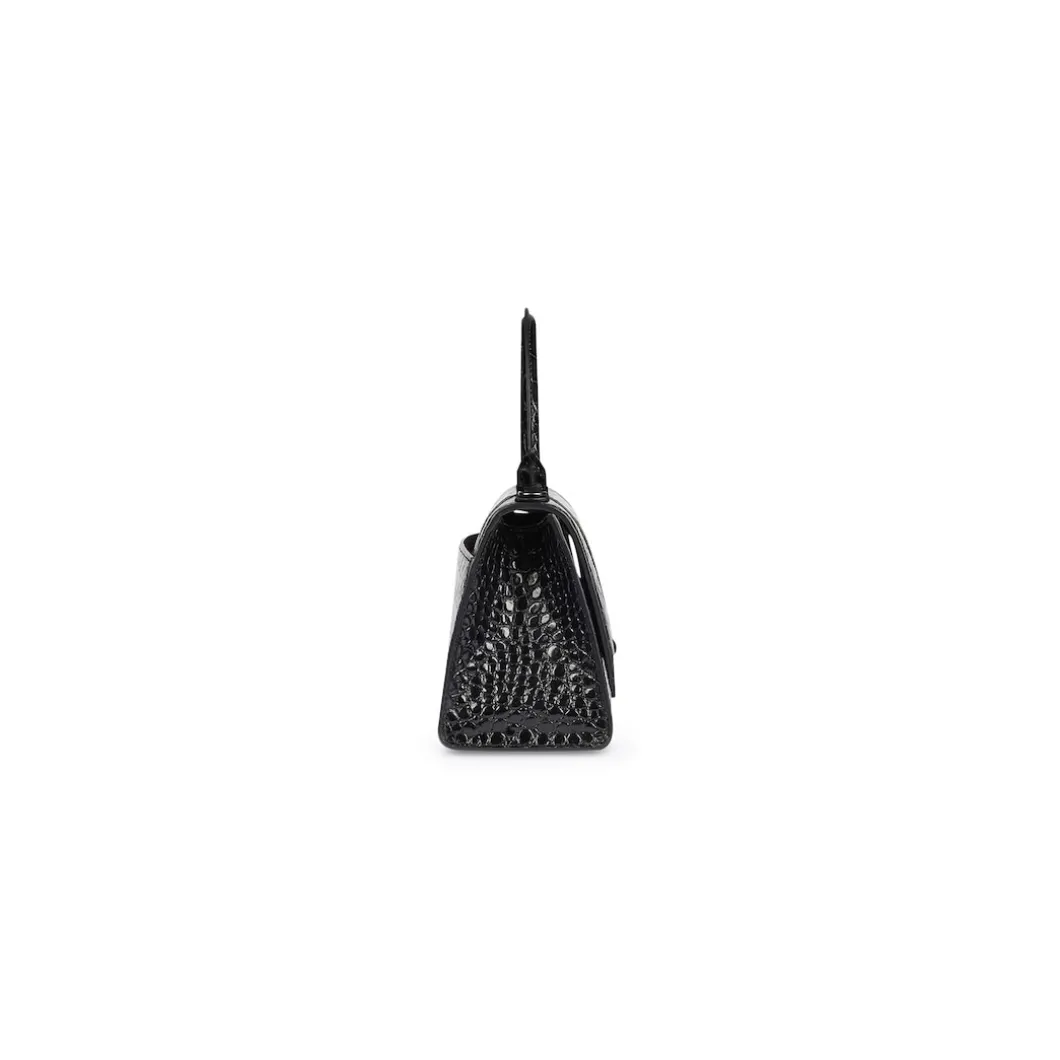 Women's Hourglass Xs Handbag Crocodile Embossed in Black