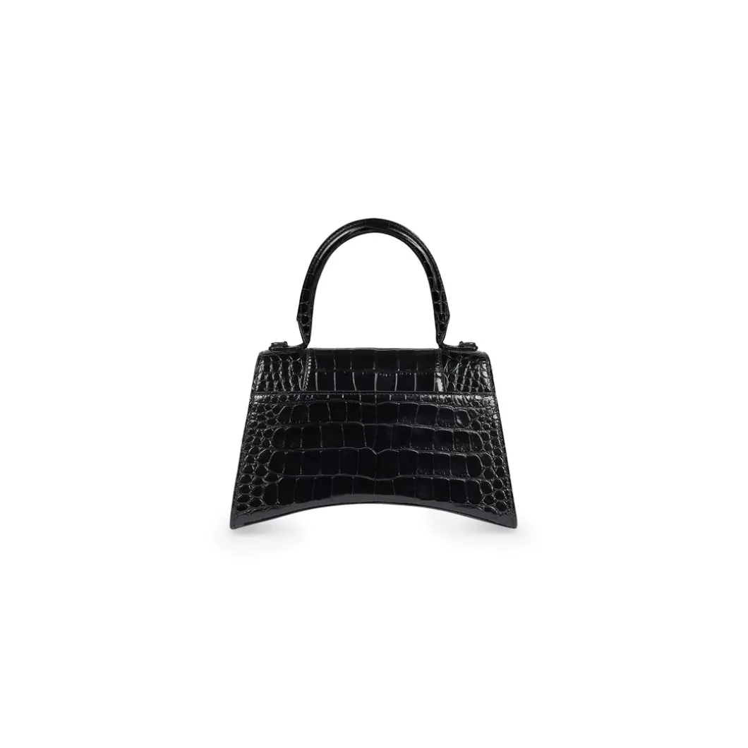 Women's Hourglass Xs Handbag Crocodile Embossed in Black
