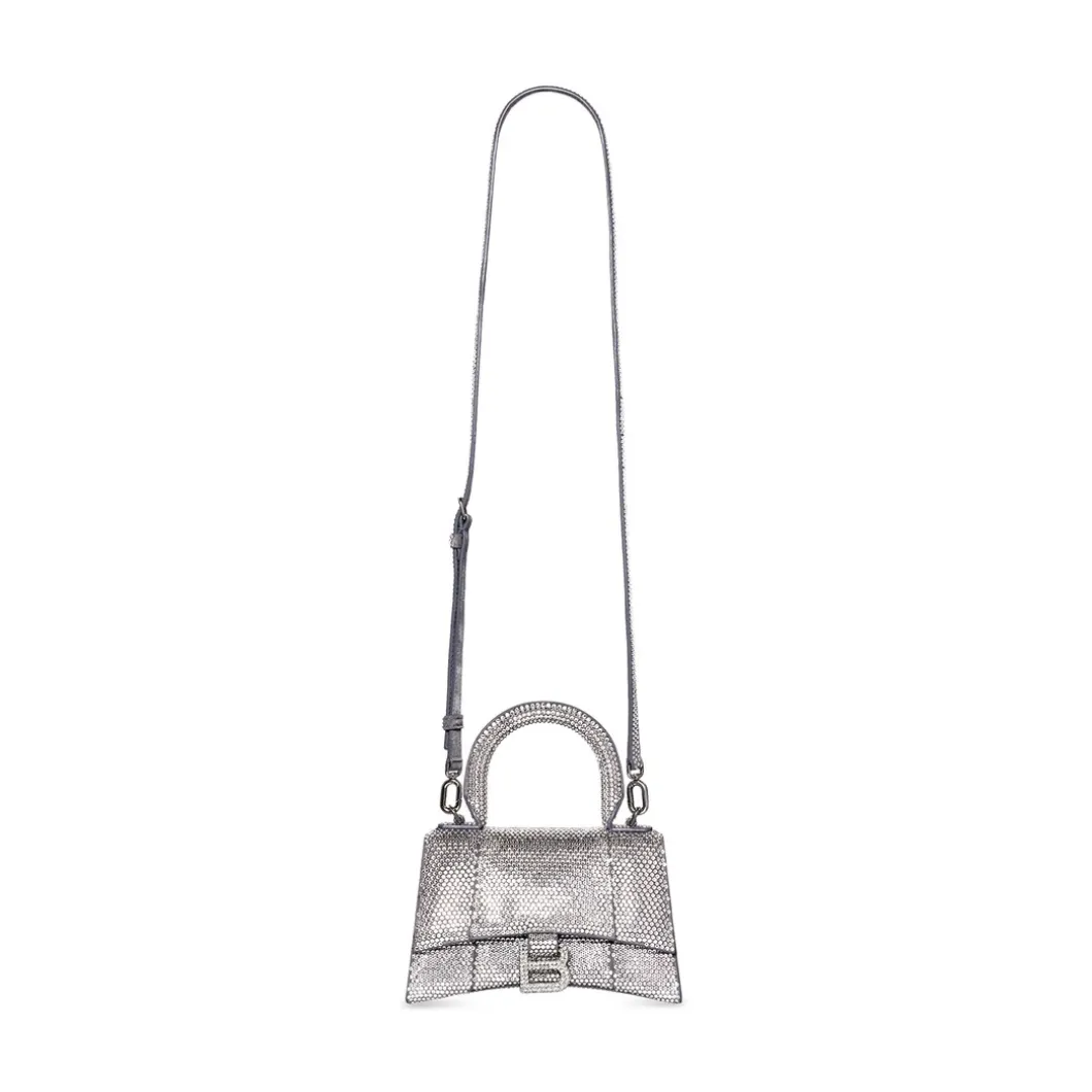 Women's Hourglass Xs Handbag With Rhinestones in Grey