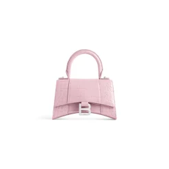Women's Hourglass Xs Handbag Crocodile Embossed in Pink