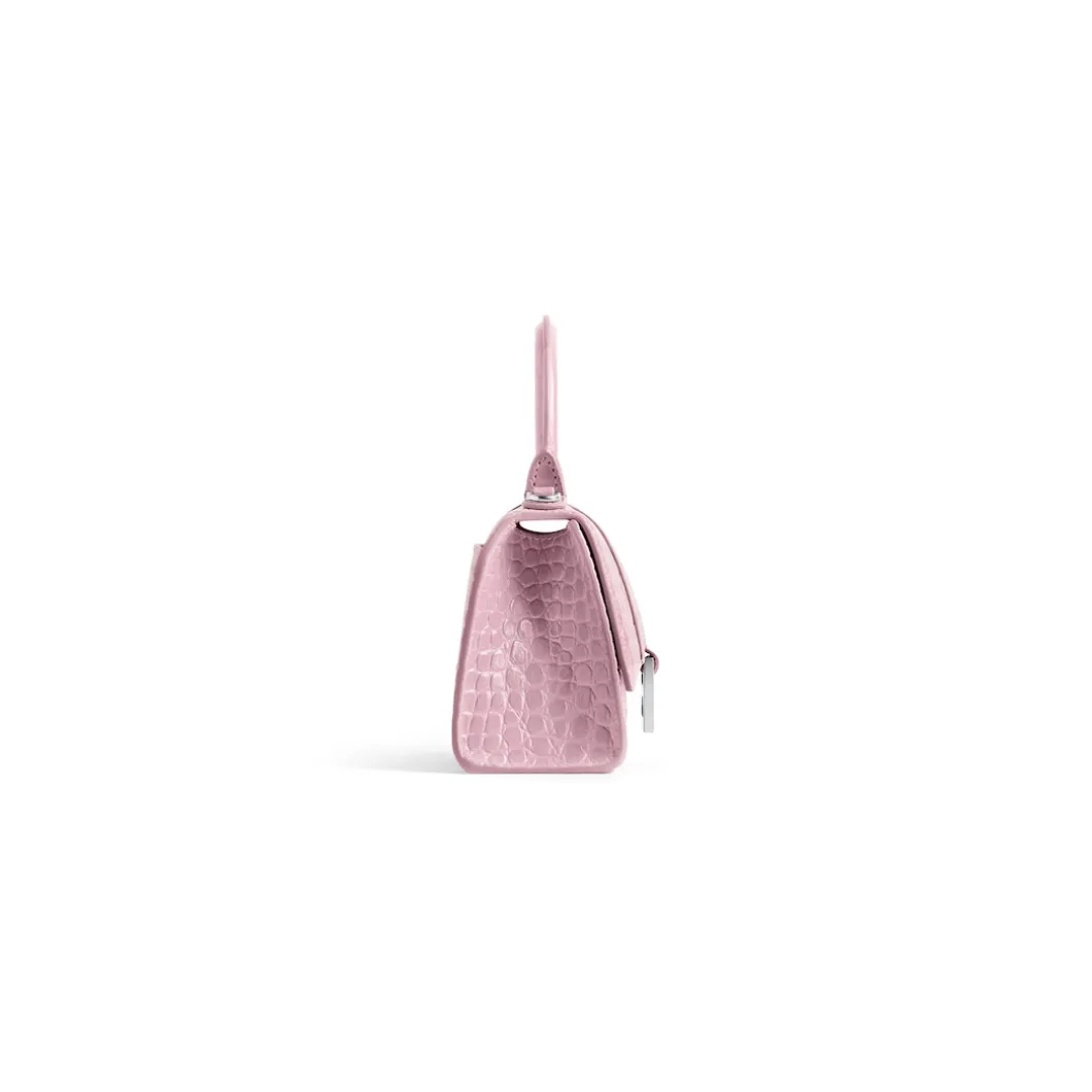 Women's Hourglass Xs Handbag Crocodile Embossed in Pink