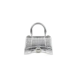 Women's Hourglass Xs Handbag Crocodile Embossed in Silver
