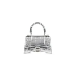 Women's Hourglass Xs Handbag Crocodile Embossed in Silver