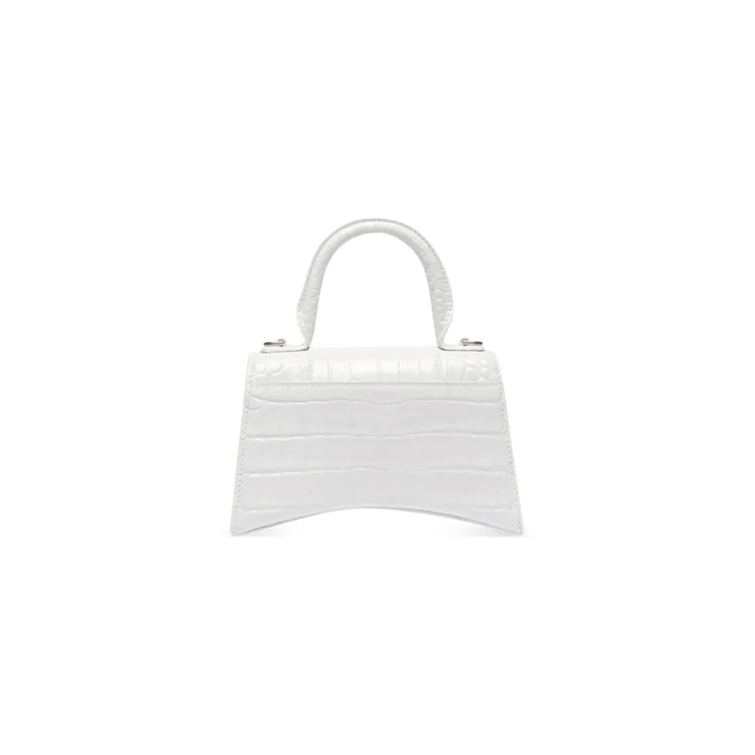 Women's Hourglass Xs Handbag Crocodile Embossed in White