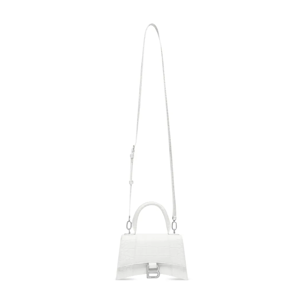 Women's Hourglass Xs Handbag Crocodile Embossed in White