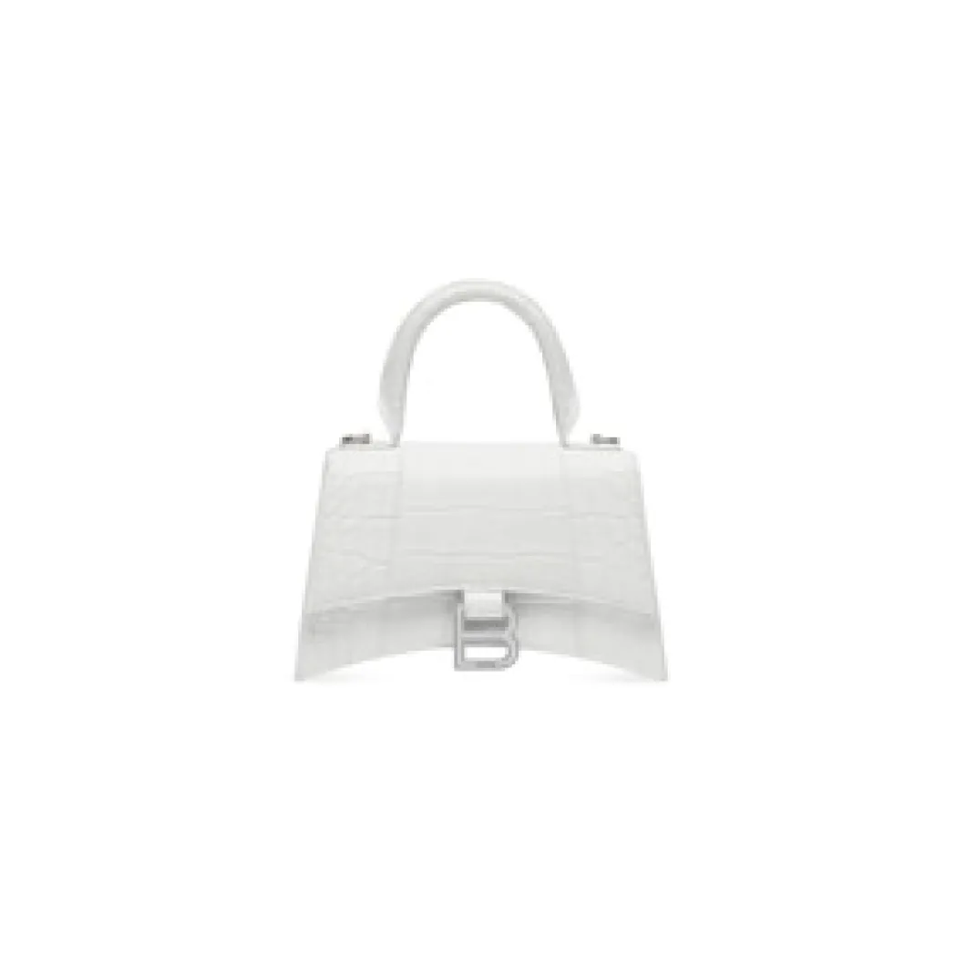Women's Hourglass Xs Handbag Crocodile Embossed in White