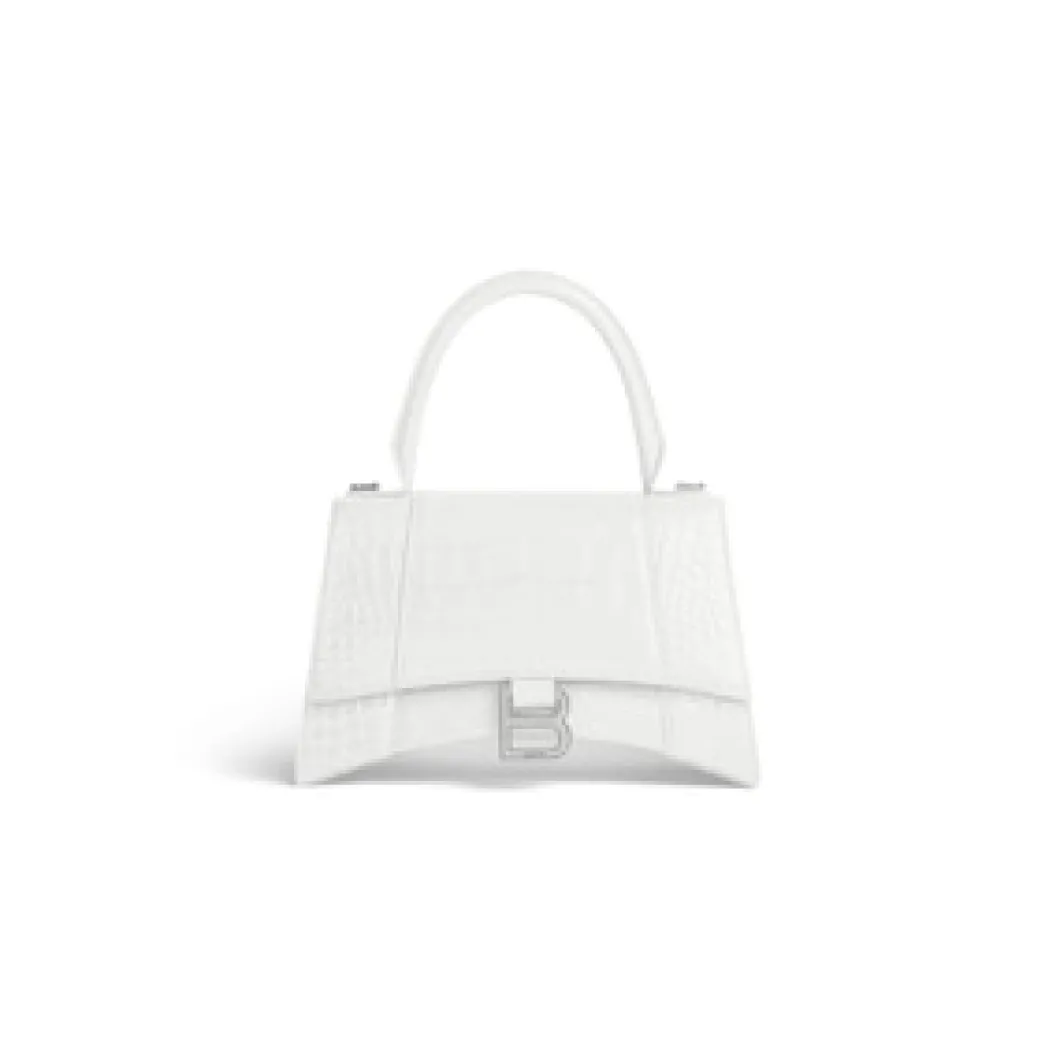Women's Hourglass Xs Handbag Crocodile Embossed in White