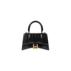 Women's Hourglass Xs Handbag Crocodile Embossed in Black