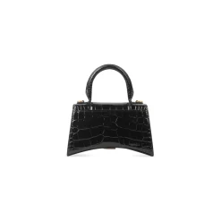 Women's Hourglass Xs Handbag Crocodile Embossed in Black