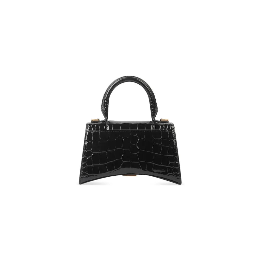 Women's Hourglass Xs Handbag Crocodile Embossed in Black