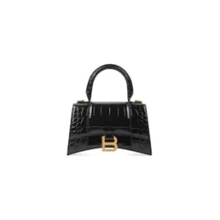 Women's Hourglass Xs Handbag Crocodile Embossed in Black