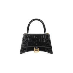 Women's Hourglass Xs Handbag Crocodile Embossed in Black
