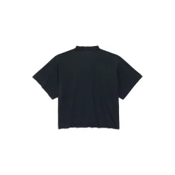 Women's I Love Paris & Balenciaga Cropped T-shirt Oversized in Black Faded