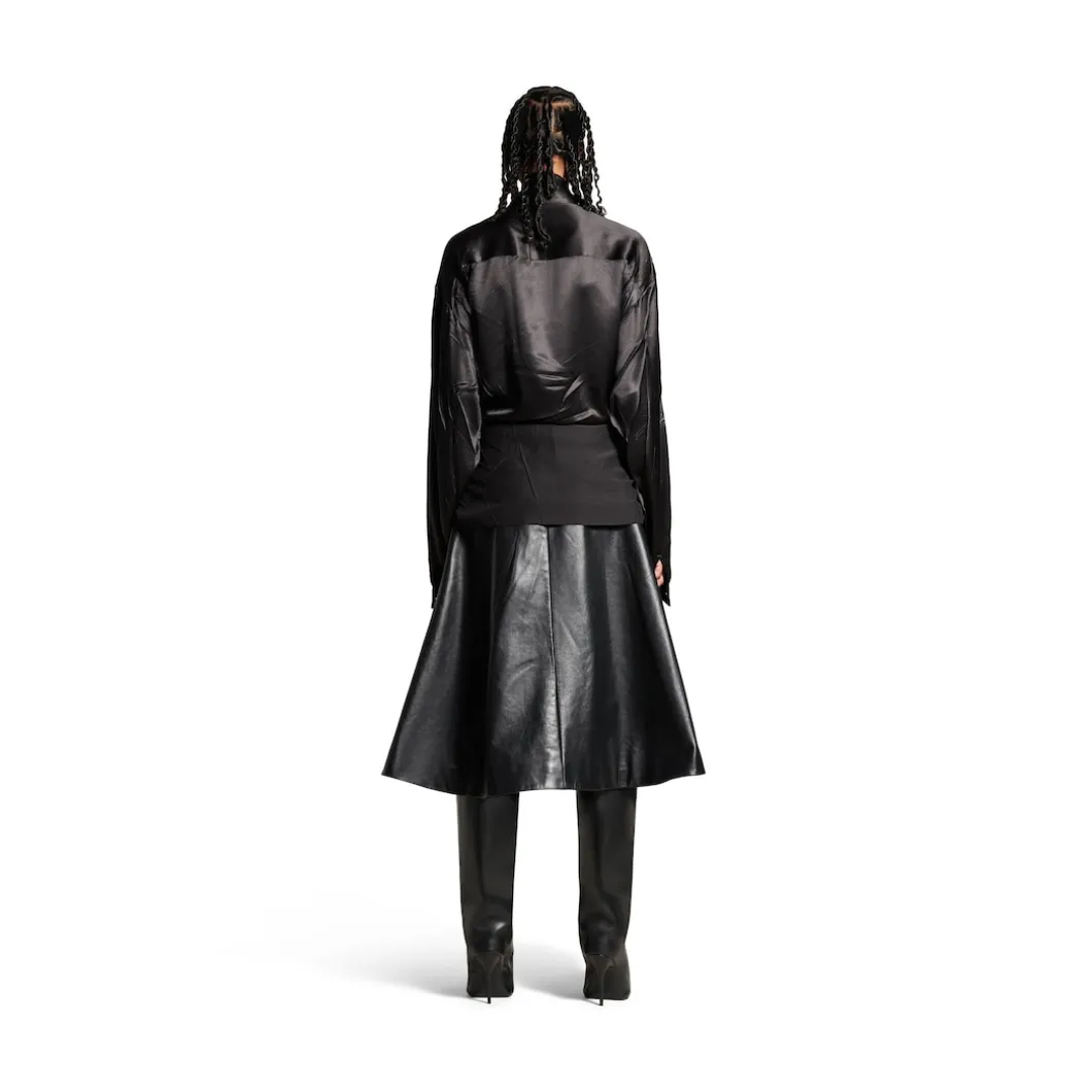 Women's Knotted Lavalière Blouse in Black