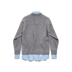 Women's Layered Shirt V-neck Sweater in Grey